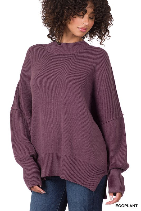 ZENANA Side Slit Oversized Sweater