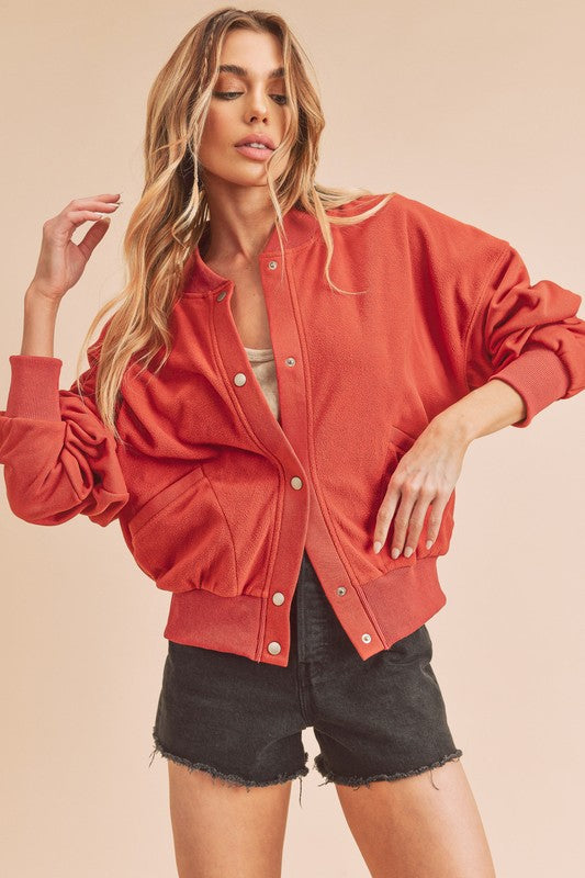 Aemi + Co Bee Soft Brushed Bomber Jacket