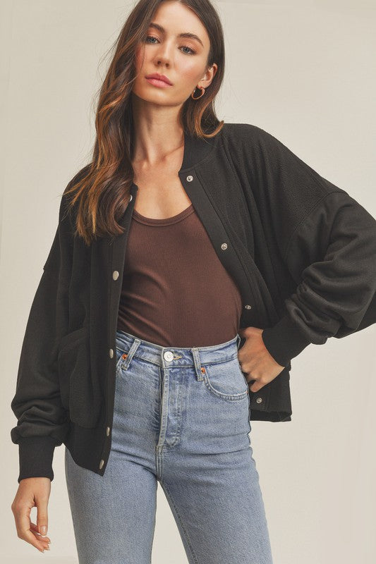 Aemi + Co Bee Soft Brushed Bomber Jacket