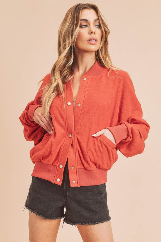 Aemi + Co Bee Soft Brushed Bomber Jacket