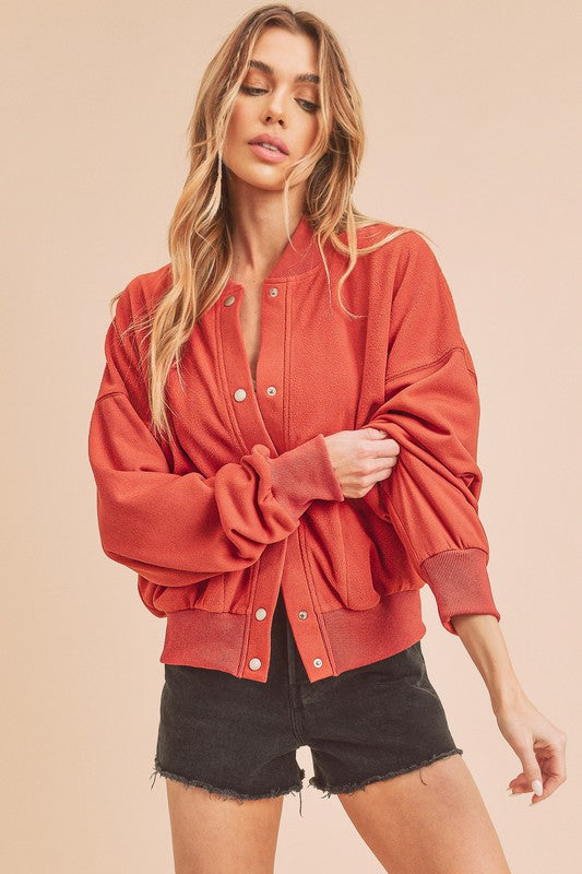 Aemi + Co Bee Soft Brushed Bomber Jacket