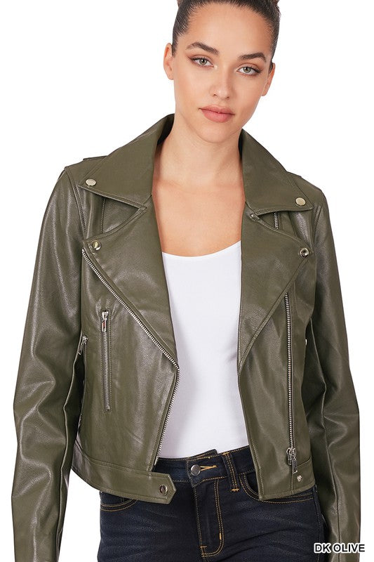 ZENANA Vegan Leather Moto Jacket