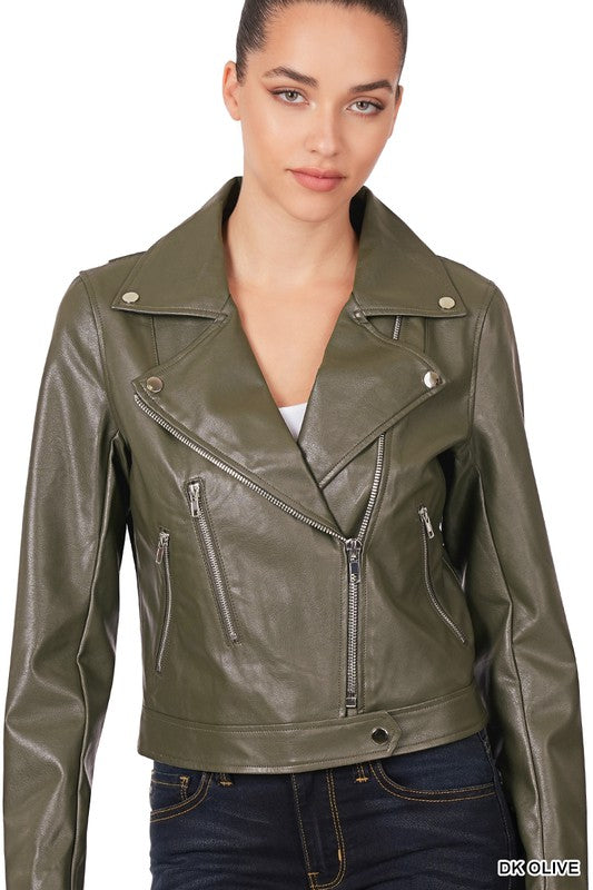 ZENANA Vegan Leather Moto Jacket