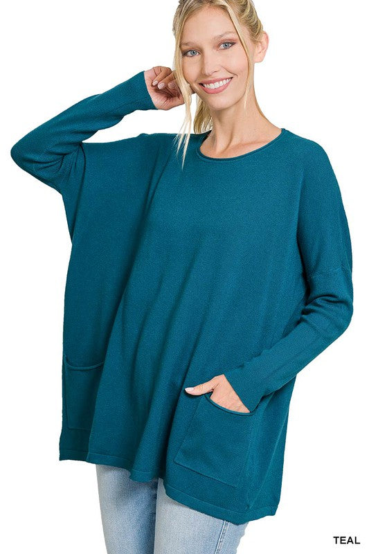 Load image into Gallery viewer, ZENANA Oversized Front Pocket Sweater
