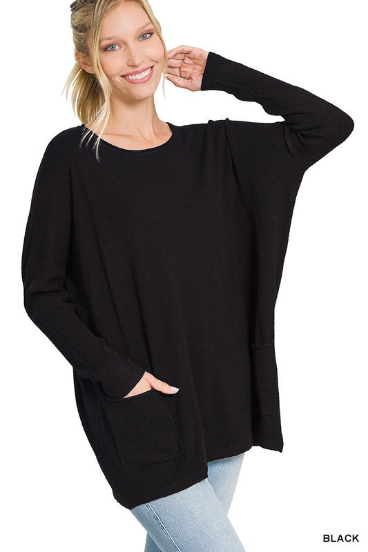 Load image into Gallery viewer, ZENANA Oversized Front Pocket Sweater
