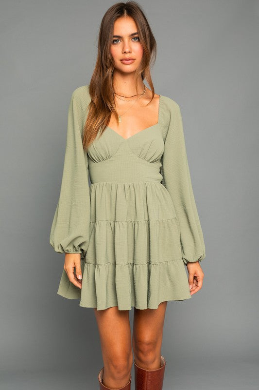 LE LIS Long Sleeve Open Back Dress