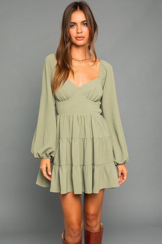 Load image into Gallery viewer, LE LIS Long Sleeve Open Back Dress
