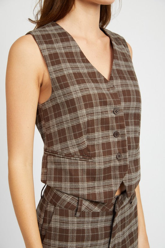 Emory Park PLAID BUTTON UP VEST