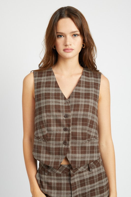 Emory Park PLAID BUTTON UP VEST