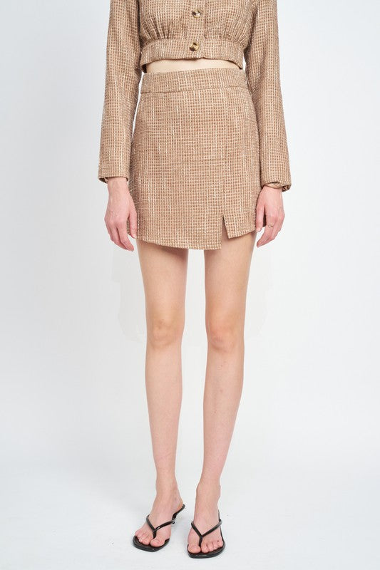 Emory Park ASYMMETRICAL TWEED MINI SKIRT