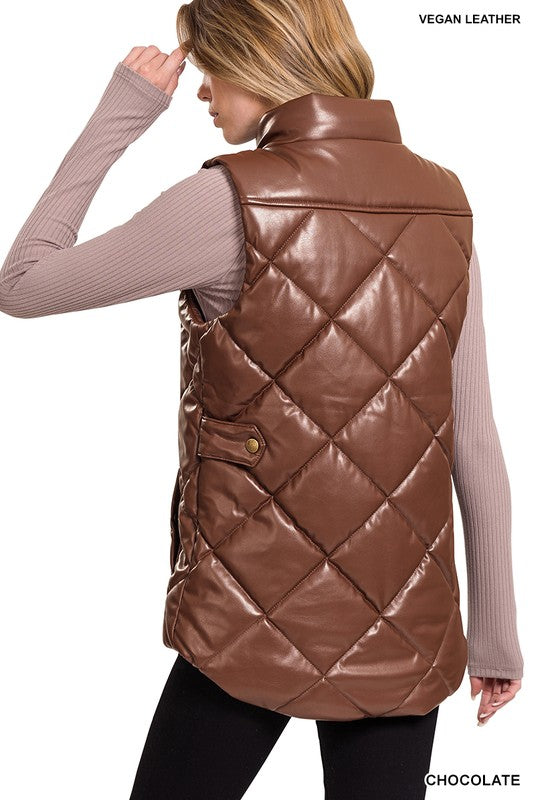 ZENANA Vegan Leather Puffer Vest