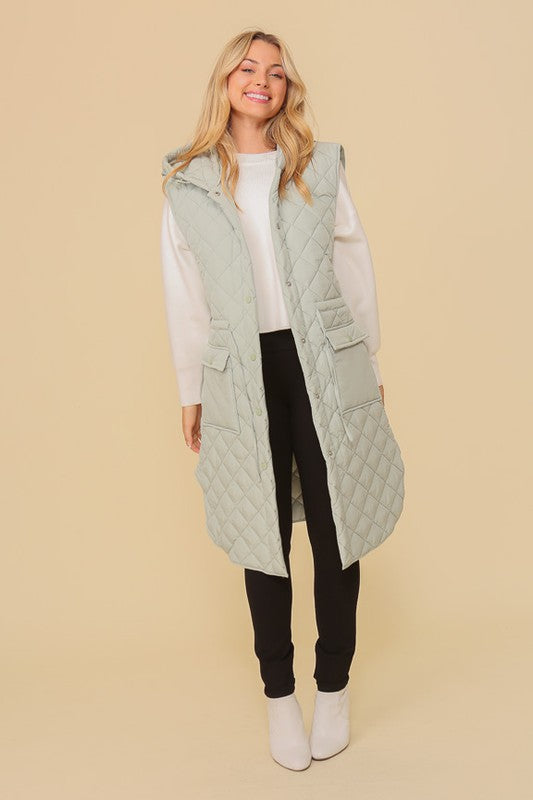 TIMING Oversized Quilted Midi Jacket