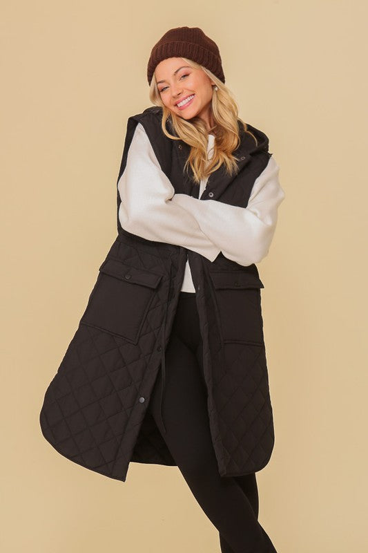 TIMING Oversized Quilted Midi Jacket