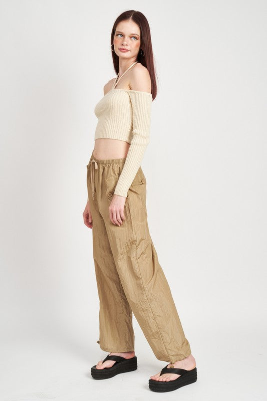 Emory Park OFF THE SHOULDER CROPPED KNIT TOP