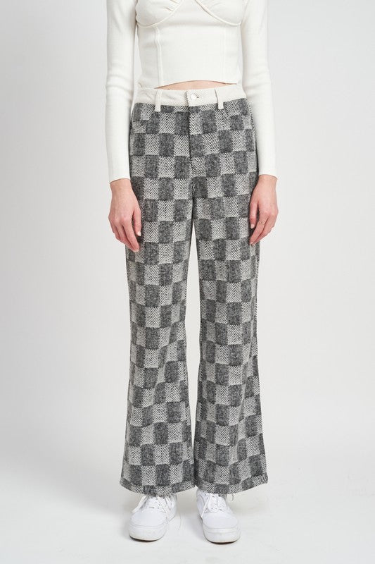 Emory Park PLAID WIDE LEG PANTS