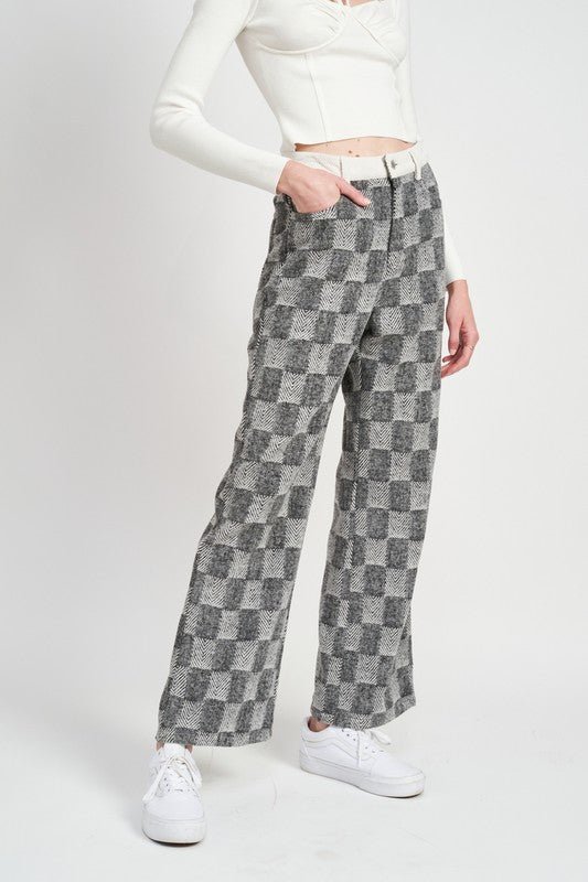 Emory Park PLAID WIDE LEG PANTS