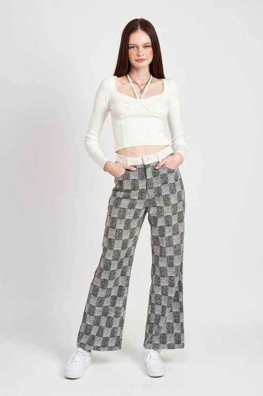 Emory Park PLAID WIDE LEG PANTS