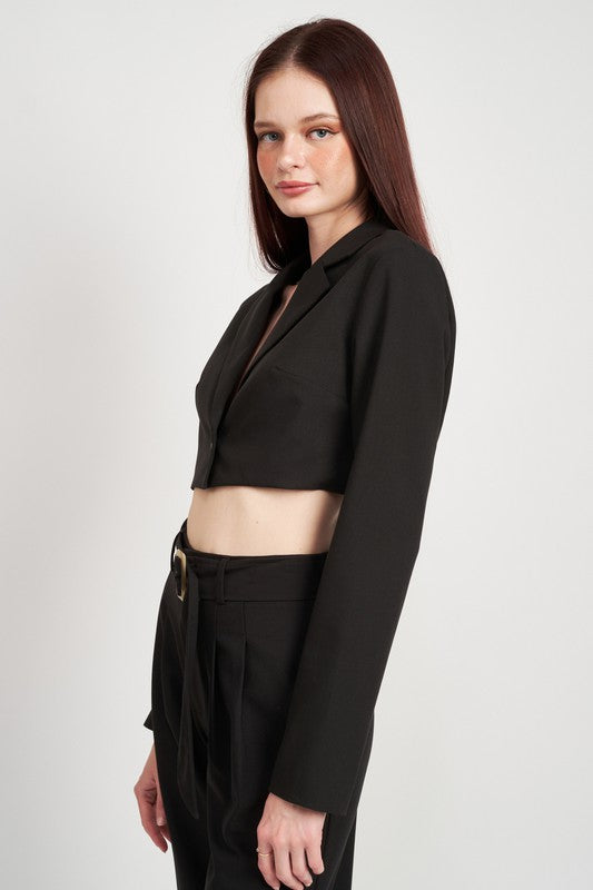 Emory Park CROPPED JACKET WITH SHIRRED DETAIL