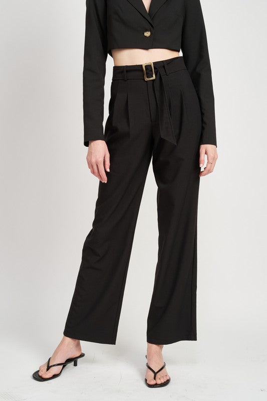 Emory Park PLEATED WIDE LEG PANTS WITH BELT