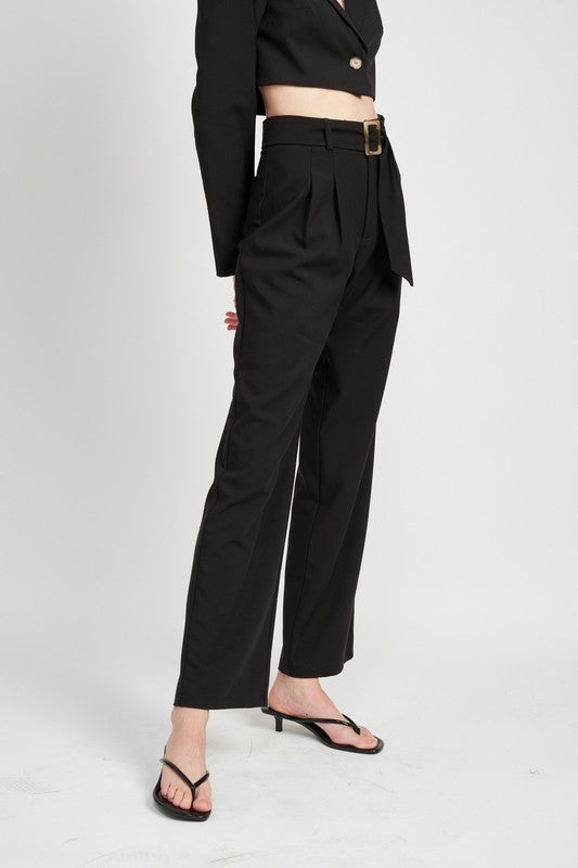 Emory Park PLEATED WIDE LEG PANTS WITH BELT