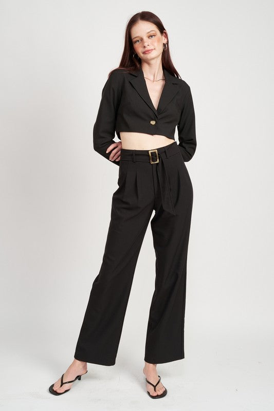 Emory Park PLEATED WIDE LEG PANTS WITH BELT