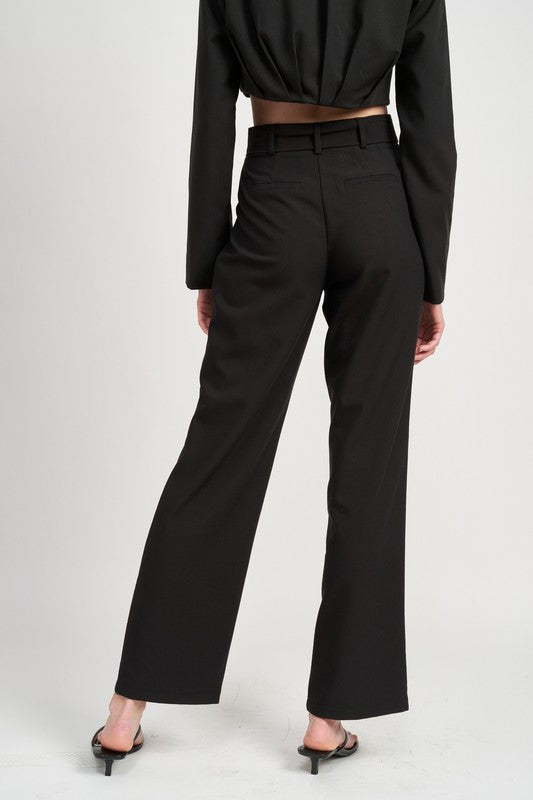 Emory Park PLEATED WIDE LEG PANTS WITH BELT