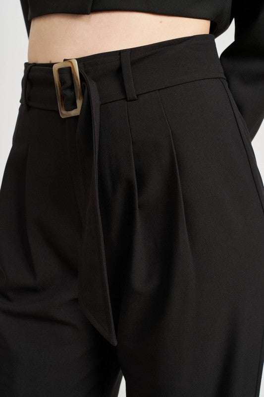 Emory Park PLEATED WIDE LEG PANTS WITH BELT