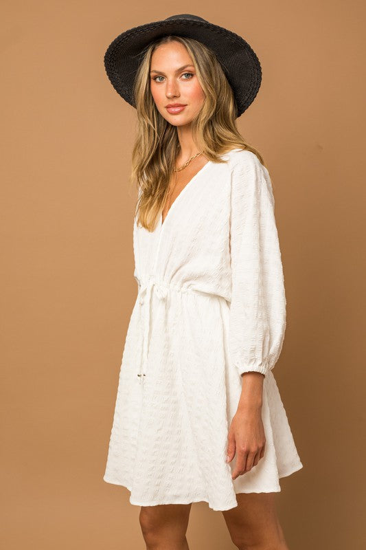 Gilli Blouson Seersucker Batwing Dress