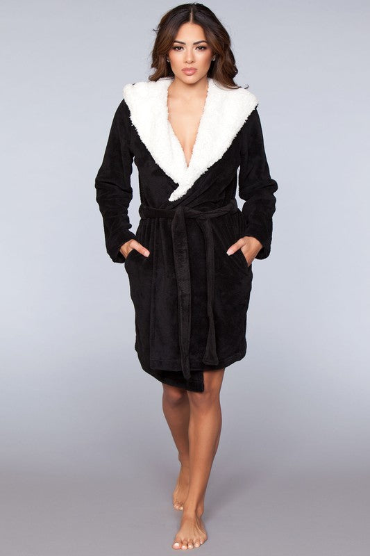 BE WICKED Janet Plush Fleece Color Block Robe