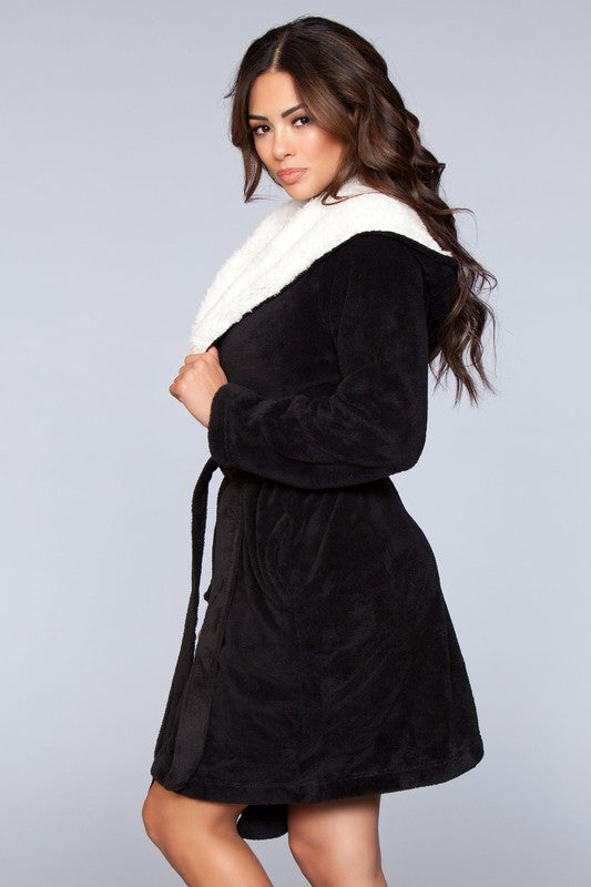 BE WICKED Janet Plush Fleece Color Block Robe