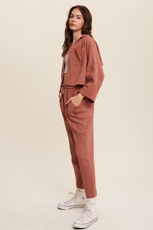 Listicle Long Sleeve Button Down and Long Pants Sets