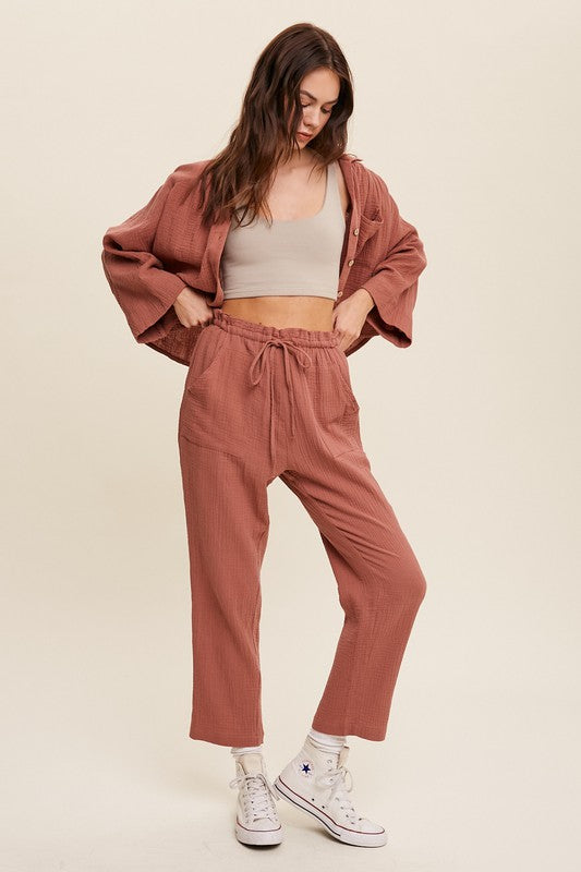 Listicle Long Sleeve Button Down and Long Pants Sets