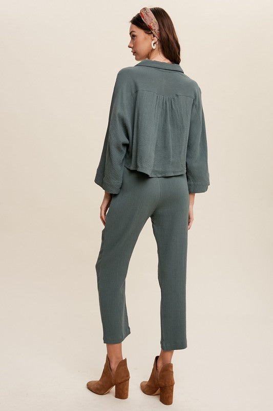 Load image into Gallery viewer, Listicle Long Sleeve Button Down and Long Pants Sets
