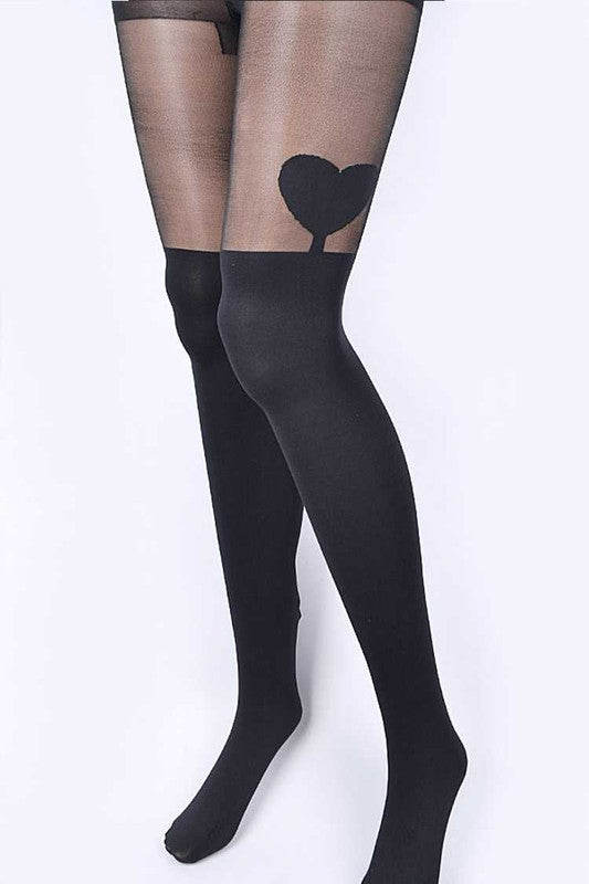 Heart Designed 2 Tone Fashion Tights