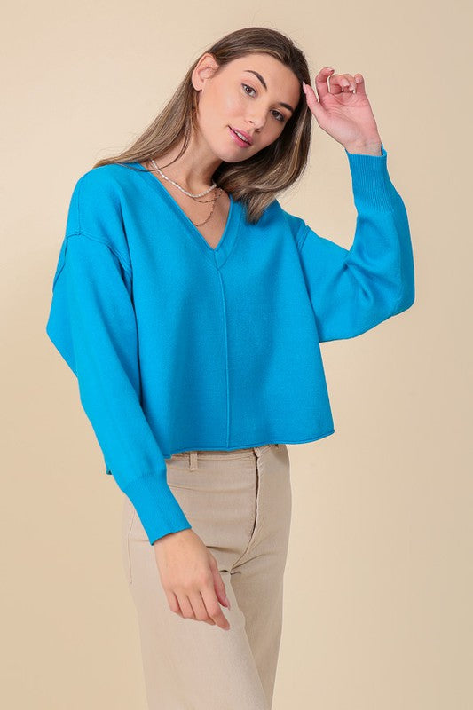 Load image into Gallery viewer, Lumiere Solid Drop Shoulder V-Neck Top
