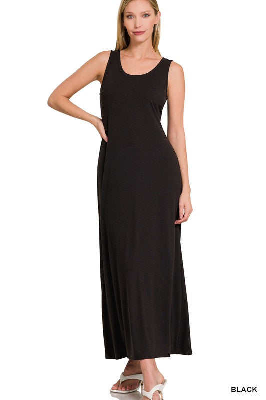 ZENANA Sleeveless Flared Scoop Neck Maxi Dress – TheMogan