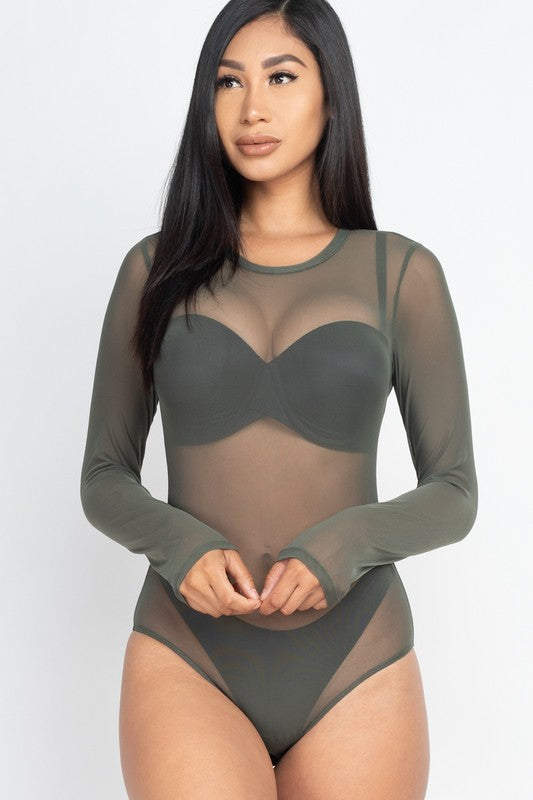 Capella Mesh shirt Sheer blouse Long Sleeves Bodysuit