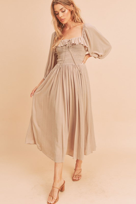 Aemi + Co Geri Ruffle Smocked Maxi Dress