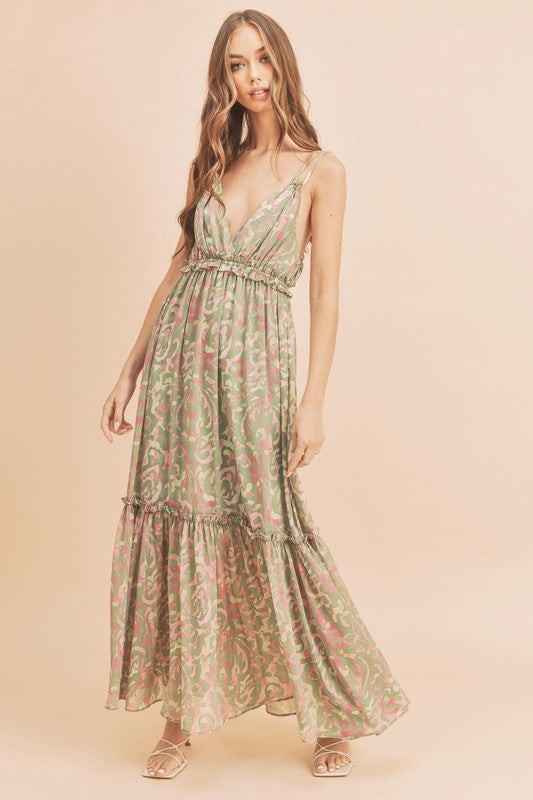 Aemi + Co Davia Floral Tiered Sun Maxi Dress