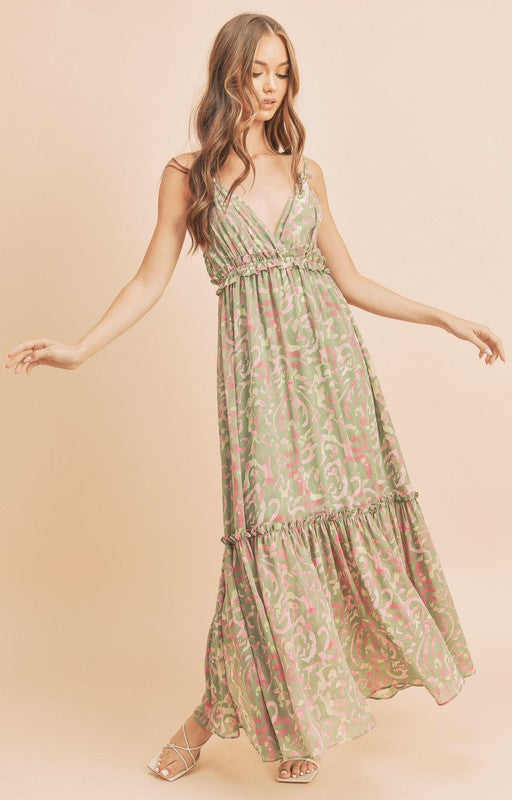 Aemi + Co Davia Floral Tiered Sun Maxi Dress