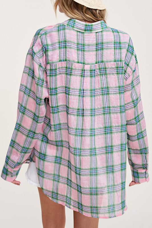 La Miel Liz Plaid Button Down Shirt