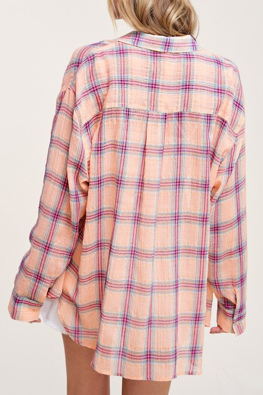 La Miel Liz Plaid Button Down Shirt