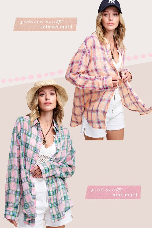 La Miel Liz Plaid Button Down Shirt