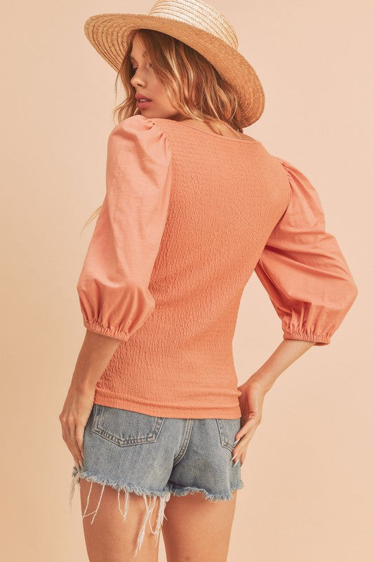 Aemi + Co Ginny Puff 3/4 Sleeve Top