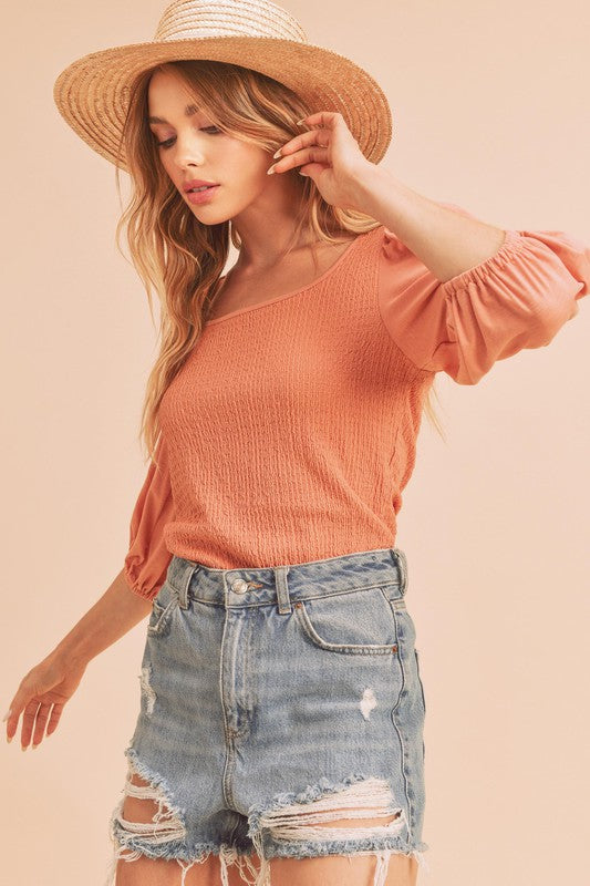 Aemi + Co Ginny Puff 3/4 Sleeve Top