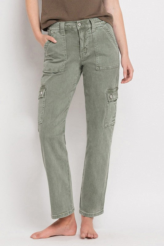 VERVET by Flying Monkey High Rise Cargo Straight Jeans