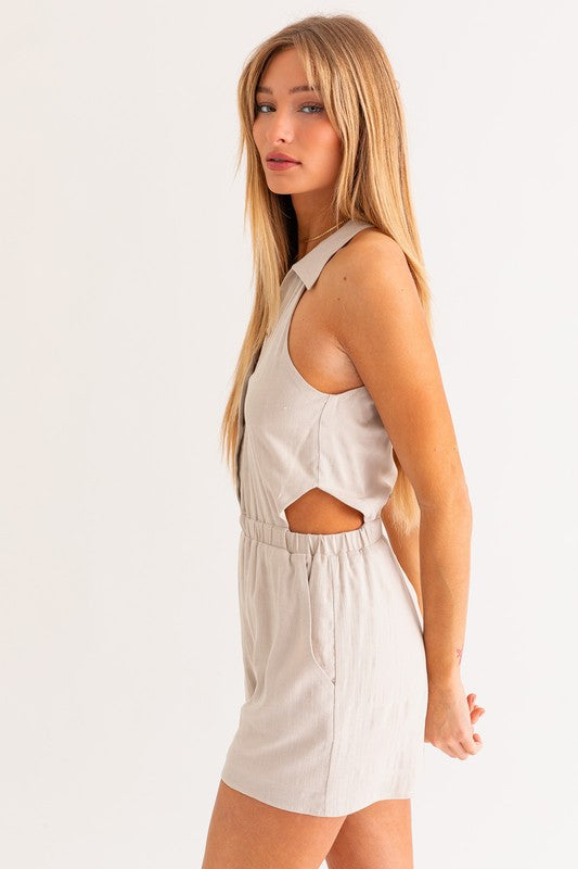 Load image into Gallery viewer, LE LIS Collared Sleeveless Romper
