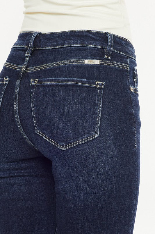 Kan Can High Rise Button Down Cuffed Bermuda Jeans
