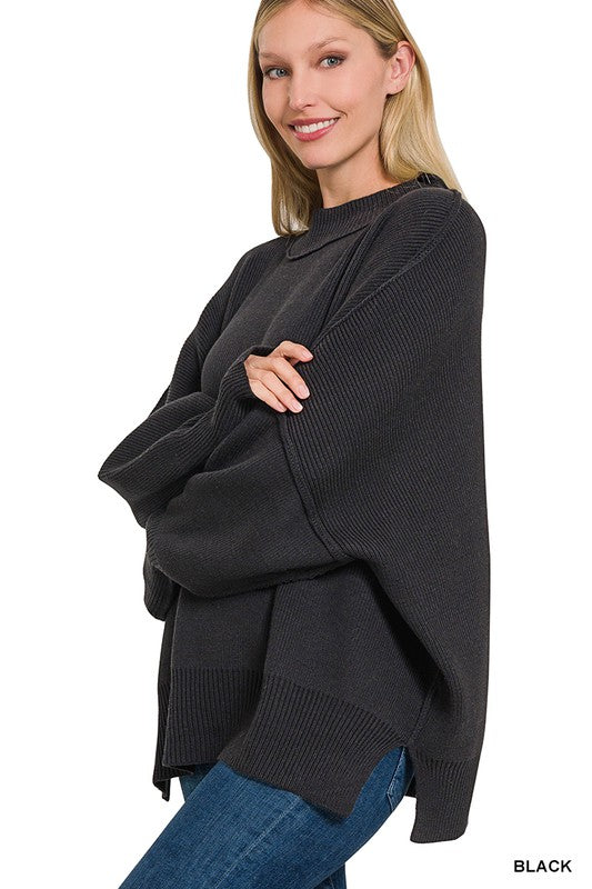 ZENANA Side Slit Oversized Sweater