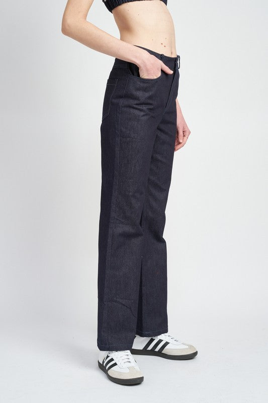 Emory Park HIGH WAIST SEMI FLARED DENIM PANTS